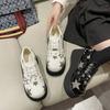 Moda Punk Plataforma Wedge Sapatos para Mulheres Rebite Decoração Ankle Boots Mulher Preto Jk Lolita Sapatos Novo Design Couro Envernizado Senhora Sapato