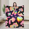 Magic Mushrooms Psychedelic Plush Blankets Hippie Boho Awesome Throw Blanket for Home 125*100cm Rug Piece