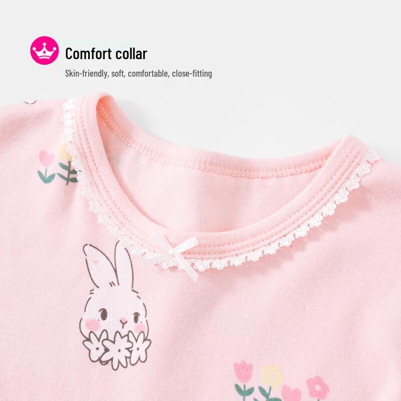 DEESHA Girls' Flower Rabbit Print Cotton Thermal Underwear Set