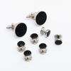 8-Piece Black Baked Paint Cufflinks & Tuxedo Studs Set for French Shirts