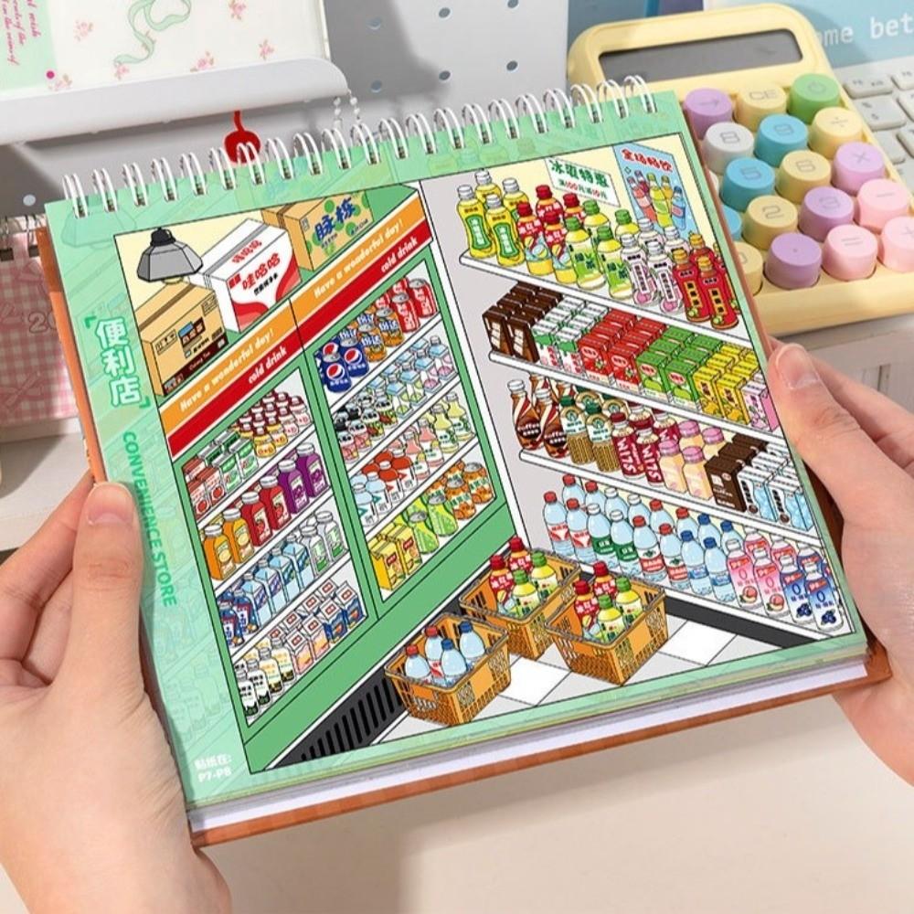 Shop Scene Sticker Book 10 Scenes 33 Sheets Miniature Scene Sticker Scenery Stickers  Children Toy