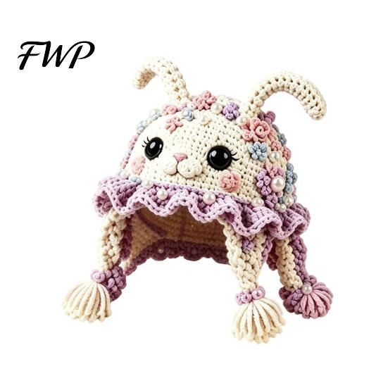 Gift for Craft Lovers Animal Hood Hat Crochet Kit, DIY Earflap Handmade Yarn Crafts Cute Crafting Project Adults Teens, Making Kit