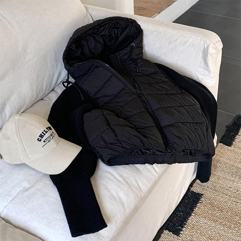 Fashion Female Short Coat Winter Jackets Hooded Knitted Sleeves Loose Thick Warm Women Parkas