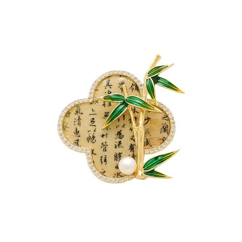 Gaosheng Caligrafia Bambu Broche High-End Feminilidade Corsage Cheongsam Pin Acessórios Criativos Presente