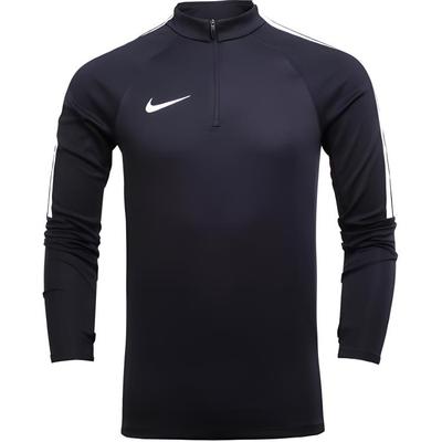 Nike Maglietta da Calcio a Maniche Lunghe con Collo a Mezza Zip Logo Squad Drill Uomo Top Nera 807064-010