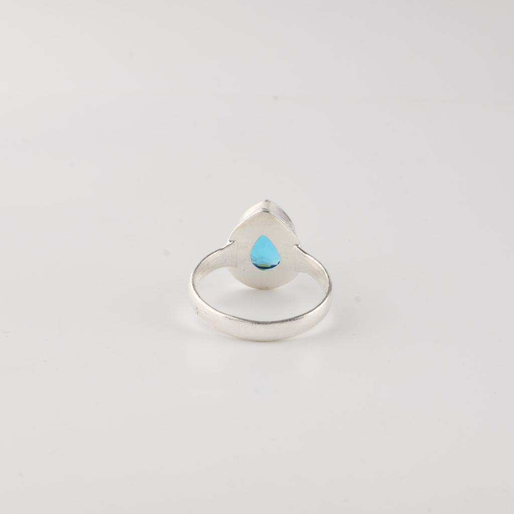 Swiss Blue Topaz Gemstone 925 Sterling Silver Designer jewelry Handmade Ring For wife RR-76-9