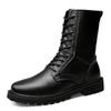 Mode Neue Winter Warme Echtes Leder Dicke Sohle Motorradstiefel Mode Cowboy Stiefel Designer Mode Lässige Schwarze Plateau Stiefel