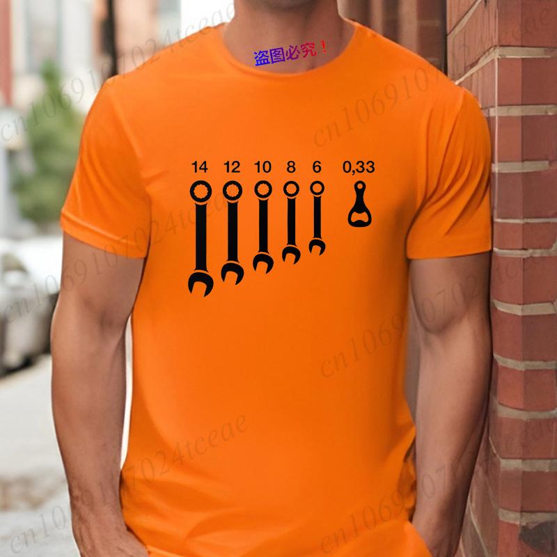 

T Shirts for Men Clothing Wrench Wrenches Beer Bottle Opener Tools Humorous Graphic Tops T-Shirts Crewneck Short Sleeve Tees 4XL
