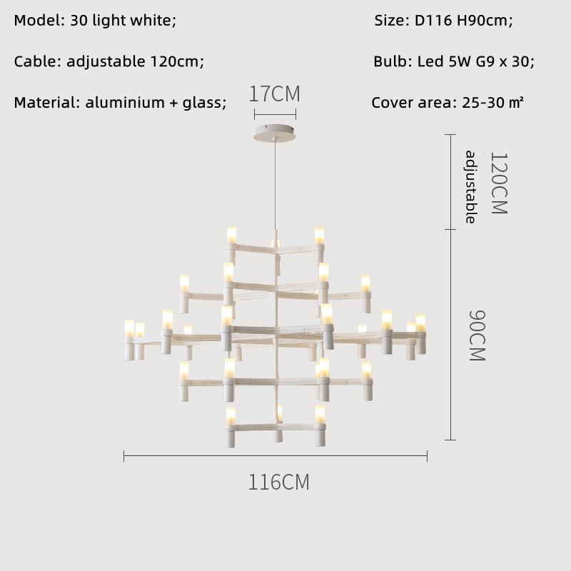 Nordic Luxury Modern LED Chandelier Designer Kitchen Pipe Chrome Lamp Hotel Living Room Room Room Decoration Lighting Fixtures