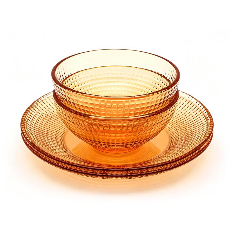 TAYOHYA Amber Galaxy 4-Piece Glass Dinnerware Set