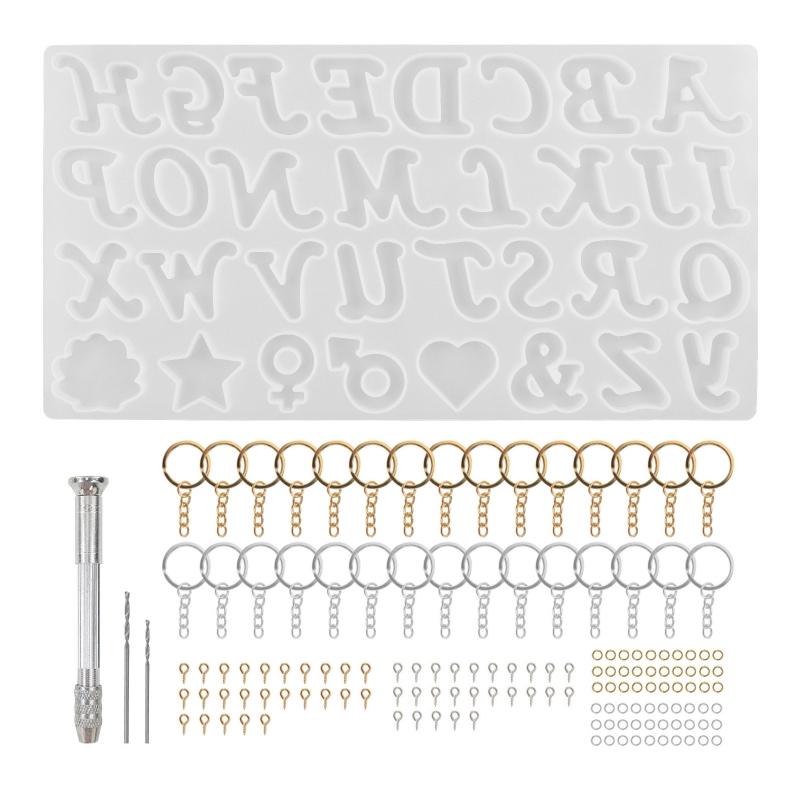Diy Crystal Resin Drop Glue Alphabet English Word Pendant Keychain Silicone Mirror Handmade Mold Halloween Jewelry 1