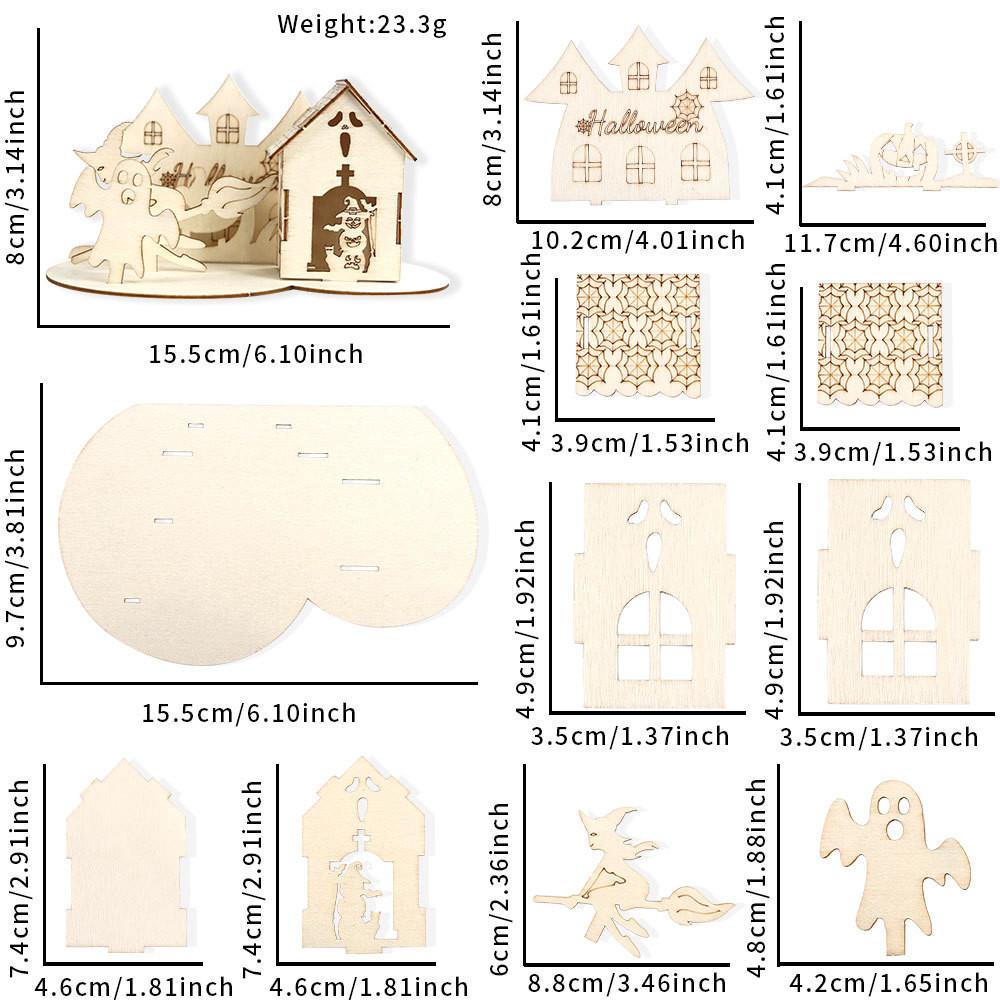 

Whimsical Halloween Wooden Puzzle Displays Featuring Castle And Haunted House Designs Parties For Halloween Puzzle D