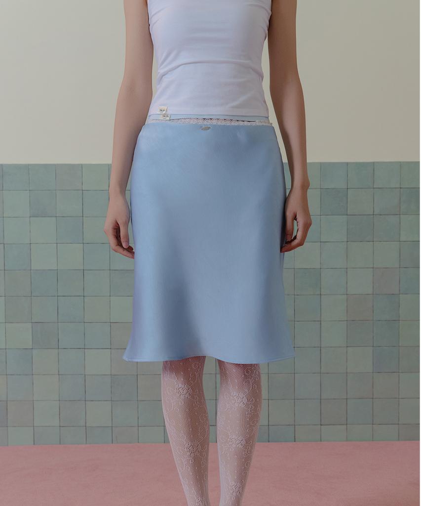 Fifth Ailius 90S Satin Midi Skirt Airy Blue