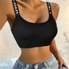 Sports Underwear Women Yoga Fitness Seamless Crop Top Wide Letter Straps Comfortable Workout Activewear
