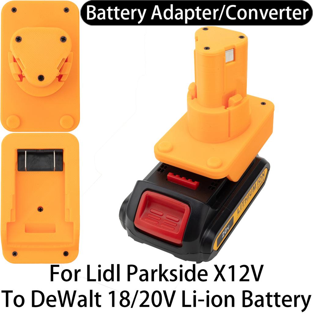 Adapter For Lidl Parkside X12V Li-ion Tool To Makita 18V LXT/DeWalt 18/20V//Milwaukee 18V/Aldi Ferrex 20V Li-ion Battery Adapter