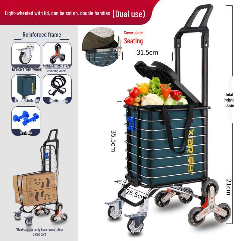 OEING Folding Stair Climbing Shopping Trolley Standard