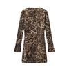 Women's New European and American Fashion Round Neck Waist Pinch Pleated Slim Leopard Print Dress