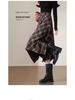 Women's Retro Irregular Plaid Woolen A-line Long Skirt - Autumn/Winter 2025 Collection