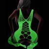 New Luminous Fishnet Open Crotch Tights Sexy Lingerie Women See Through Body Stockings Erotic Pantyhose Mesh Hollow Long Tights