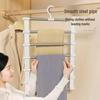 Multi-Layer Stainless Steel Pants Rack with Clips - Space-Saving, No-Trace Foldable Hanger Ladder for Multifunctional Storage
