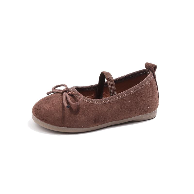 Kinder Matte Leder Flache Schuhe Weiche Sohle Rutschfest Bequeme Passform Slip-On Design mit Schleifenakzent für Kleinkinder und Kinder Freizeitkleidung