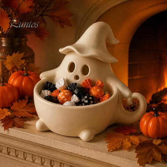 Versatile Storage Bowl 3D Printed Halloween Ghost Bowl, Trick or Treat Snack Candy Decor Serving Decorative Tray Dish, Party Supplies Tableware