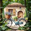 Latta Metallica Vintage Floreale Segno Rotondo Bicicletta Decorazione Murale Rustica Retrò
