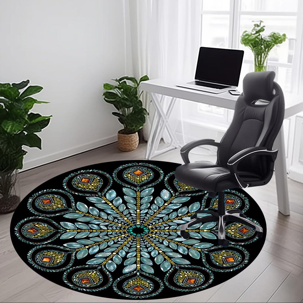 1PC Crystal Mandala Chair Carpet for Office Non-Slip, Lightweight, Machine Washable Rug for Office, Sleeping, Room - Holiday DecorPolyester