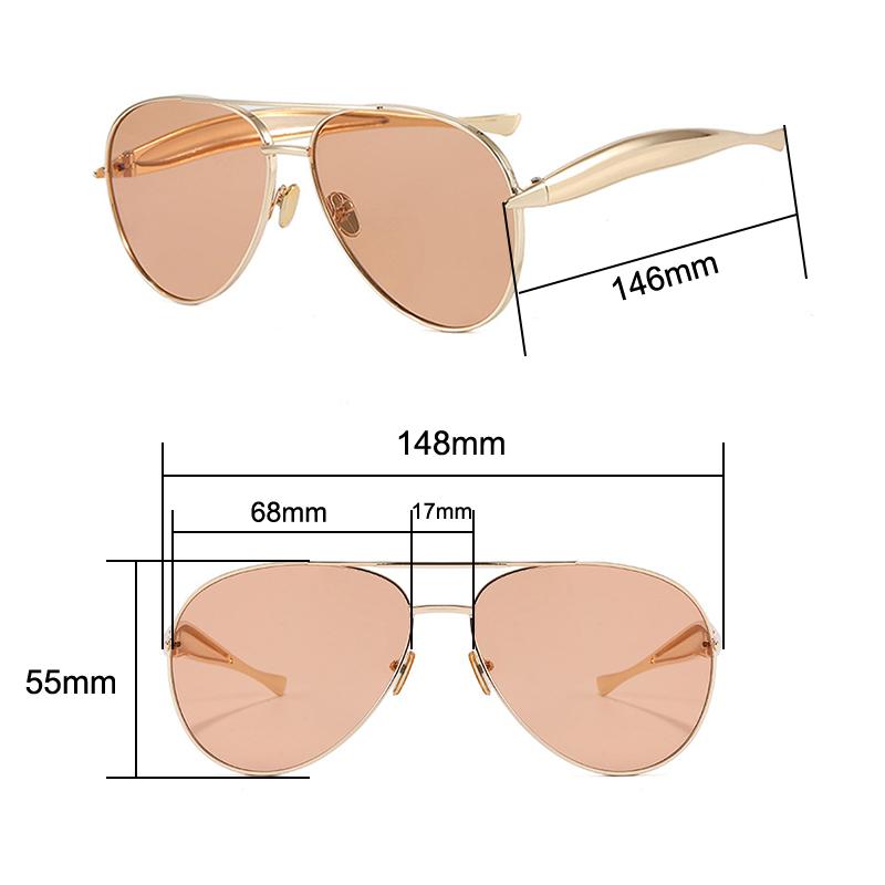 Luxus Metall Rund Dicke Fassung Sonnenbrille Lässig Uv400 Schutz Brille Für Damen Herren Doppelsteg Sonnenbrille