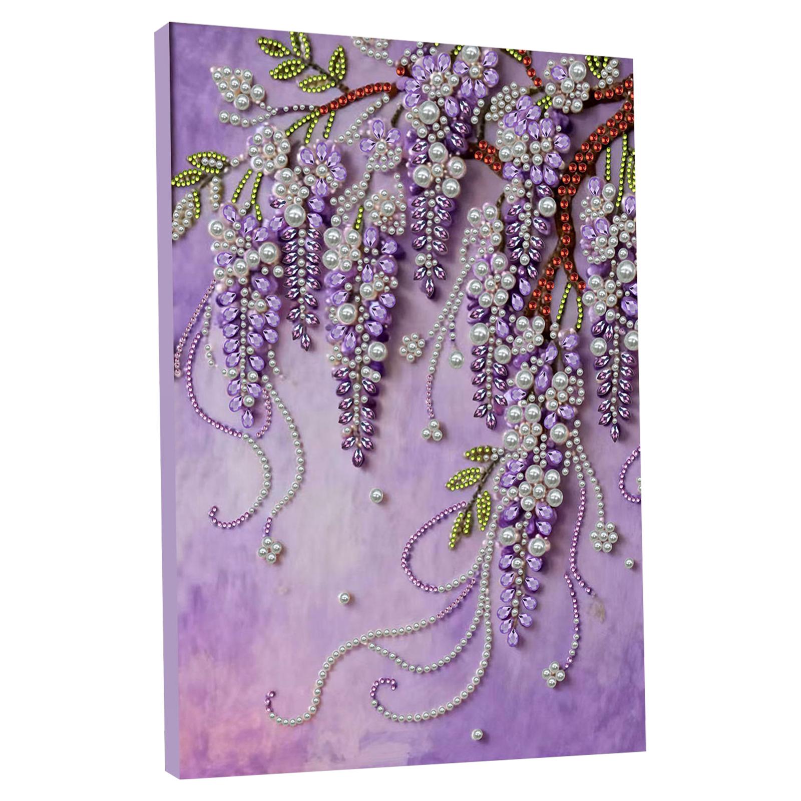 

DIY Pearl Gem Art Diamond Painting Kits for Adults Home Decor Diamond Painting Gem Art With Frame 30x40cm Фіолетовий
