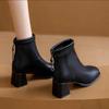 Off-white French small short boots women's new thin boots in autumn and winter 2025 thick heel velvet square head high heel spring and autumn sing