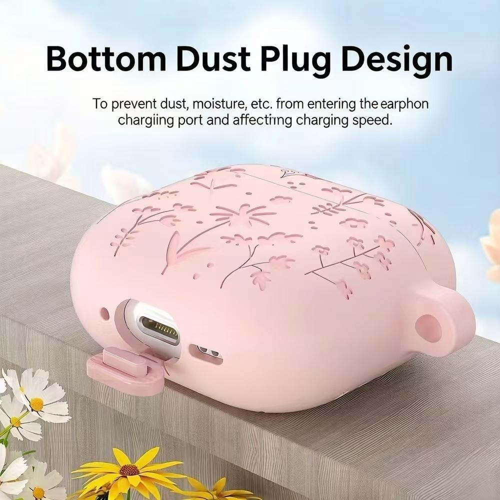 Case For AirPods Pro 3 Flower Engraved Protective Case Soft Silicone Full Cover -scratch Shockproof Case For AirPods Pro 3