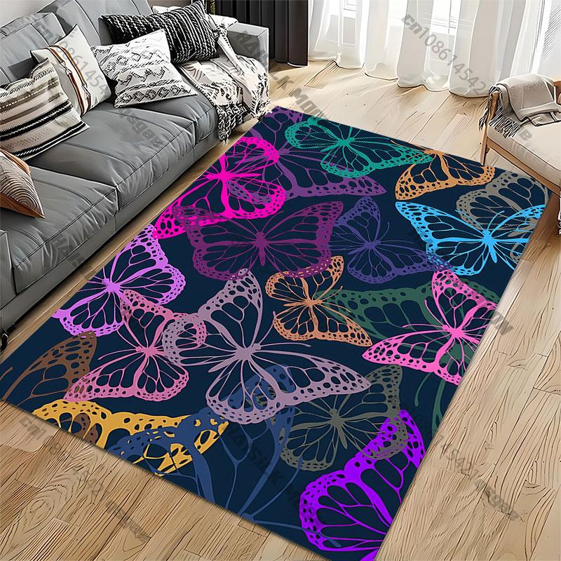 Colorful Butterflies In Elegant Flight Carpet Yoga Living Room Room Decor Children's Crawling Mat Doormat Area Rug