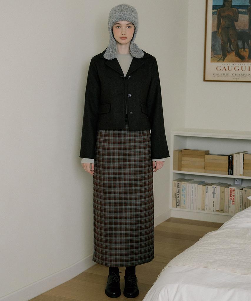 Riorg Eot Soft Check Maxi Skirt Green Choco