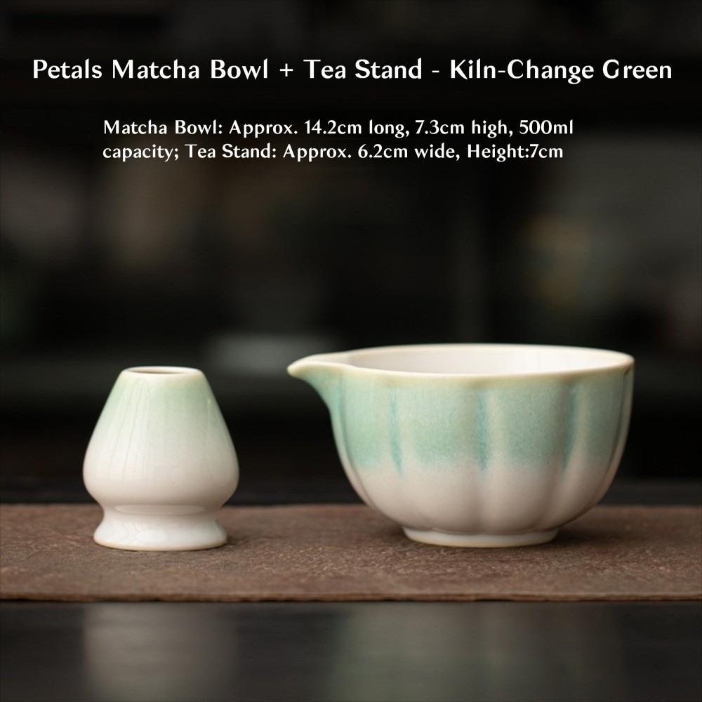 2PCS Ceramic Matcha Bowl Smooth Large Capacity Matcha Whisk Stand High Temperature Resistant Tea Salad Soup Bowl