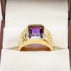 Amethyst Emerald Cut Gemstone With 925 Sterling Gold Plated Ring For Men's #B722 JL375692767213