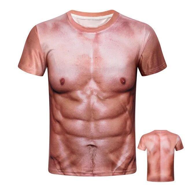 3D Digital Printed Men's T-shirt Muscle Funny T-shirt