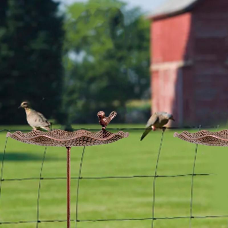 Heavy Duty Metal Bird Bath Water Dish Outdoor Watering Station Rustproof Finish Vintage Garden Decoration Easy to Clean