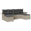Ensemble de canapé de jardin de 6 pièces avec coussins en rattan synthétique gris clair, Canapé de jardin de 2 places 3354141