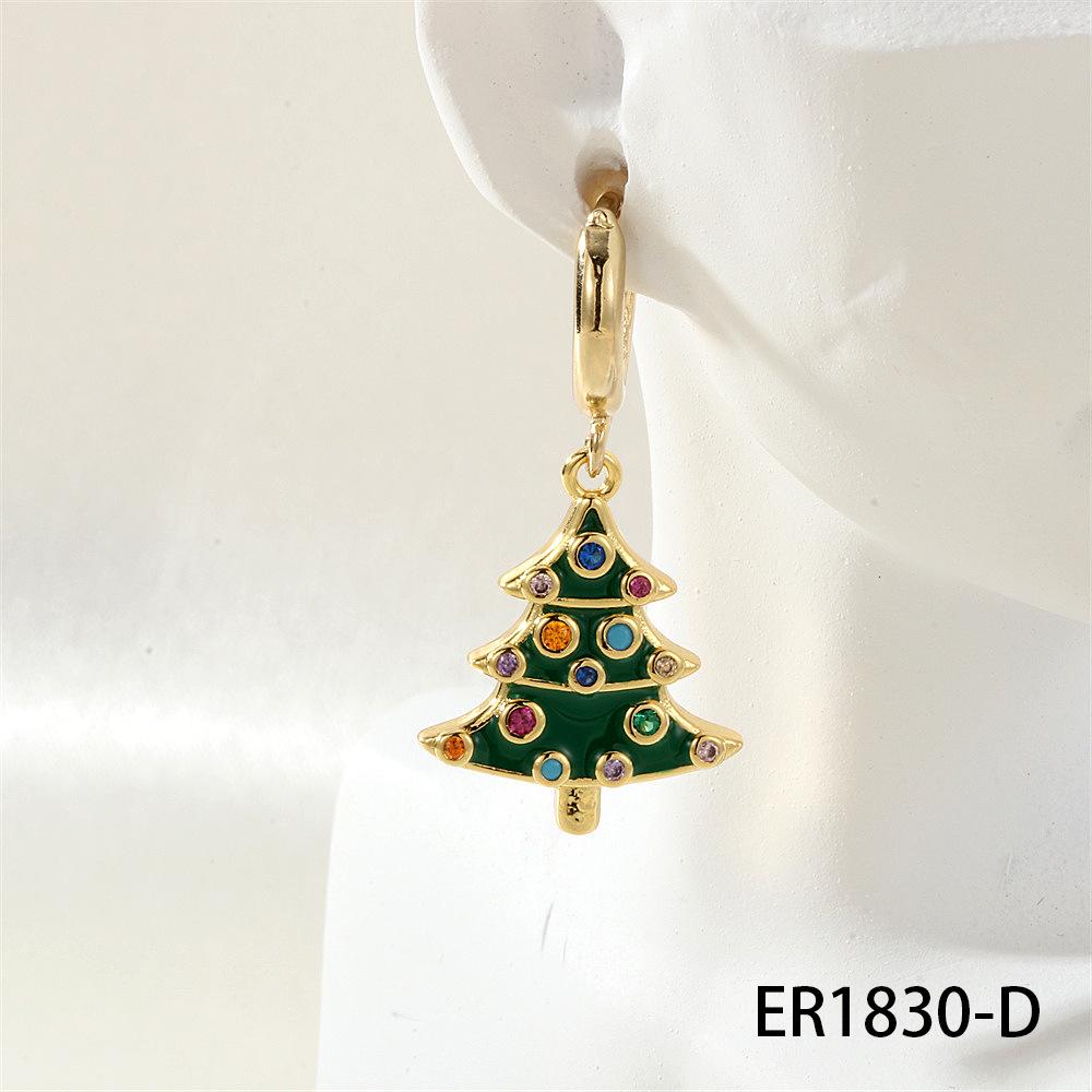 Christmas Lolita Fashion Hoop Earrings: Snowflake, Reindeer & Tree Charm Set