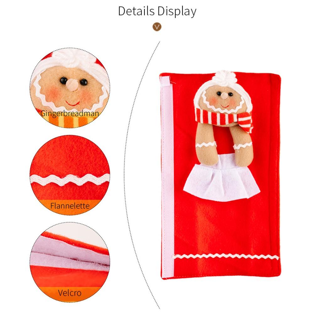 2PCS Winter Cartoon Handle Gloves Refrigerator Microwave Oven Door Handle Protective Cover Home Accessories Christmas Decoration