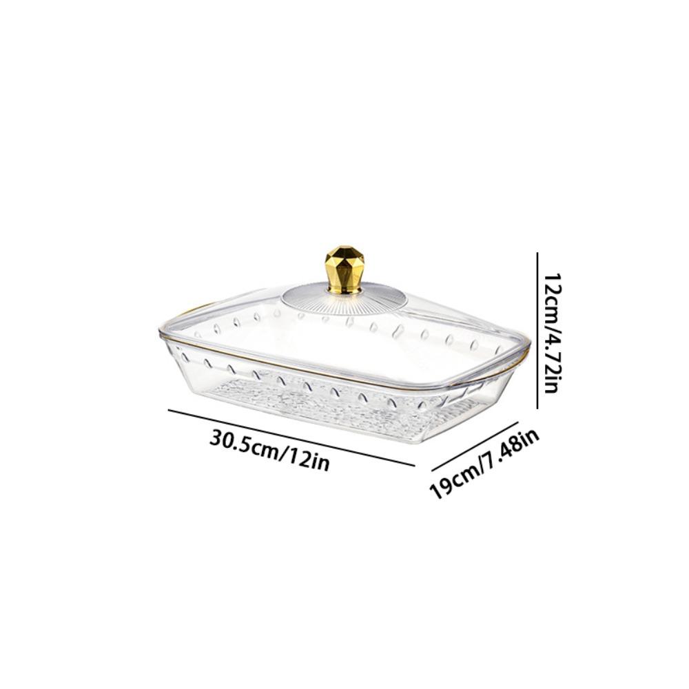 Transparent Buffet Food Tray Drop-proof Large Capacity Fruit Tray with Lid Food Storage Organizer