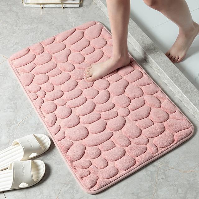 Bathroom Mat Non Slip Carpets Cobblestone Embossed Bathroom Bath In Wash Basin Bathtub Side Floor Rug Shower Room Doormat Memory