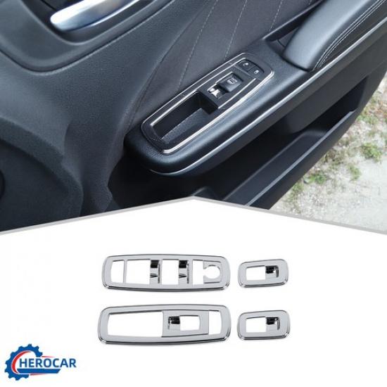 4pcs Chrome Window Lift Switch Trim Cover for Dodge Charger&Durango& RAM 10-17