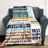 Grandpa Appreciation Greeting Card Customized Name Birthday Plush Blanket Suitable For Both Men And Women Digital Printing Fantasy Theme All Seasons
