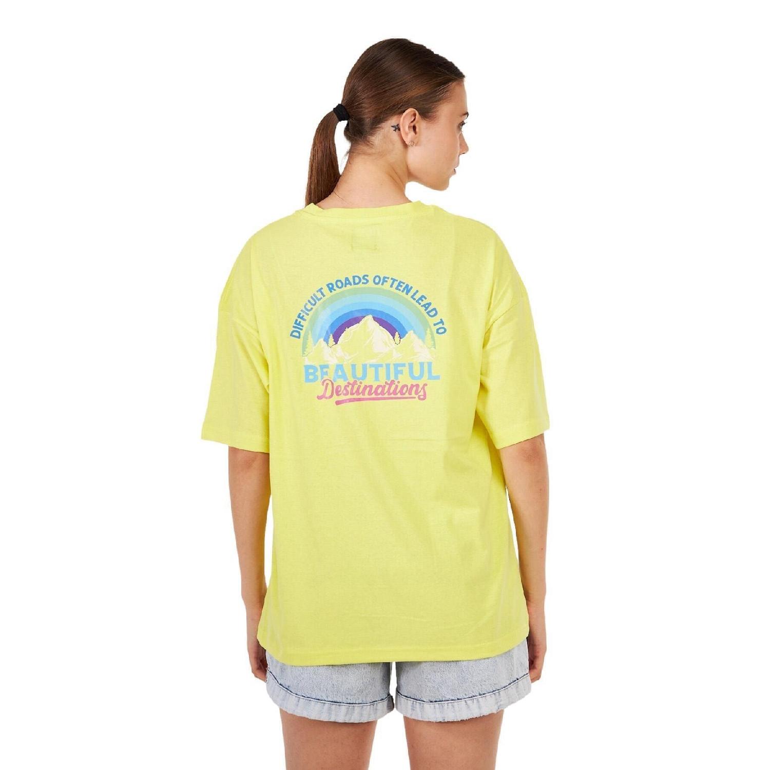 

Women s Oversize Back And Chest Printed Outdoor Tshirt Beat S жёлтый