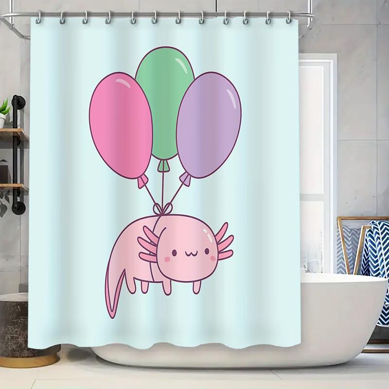 

Cute Axolotl Shower Curtain Ocean Animal Bathroom Decor Japanese Kawaii Tentacle Fish Backdrop Waterproof Home Decor W60H190(CM)-1 Pcs