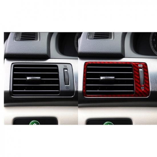 2Pcs Red Carbon Fiber Interior Side Air Vent Outlet Cover Trim For Honda Accord