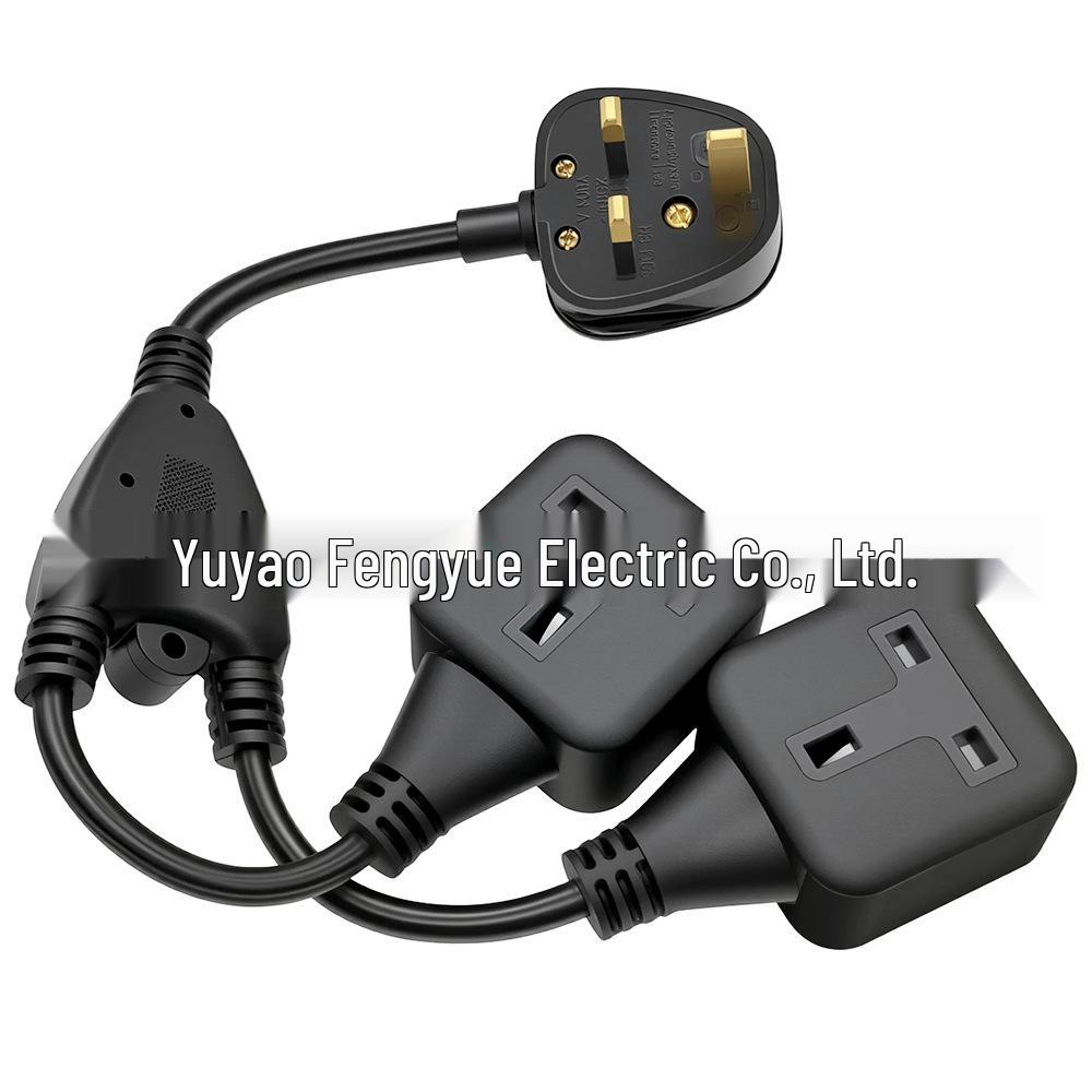35CM 13A UK 1-to-2 Adapter Power Cord, British Standard Three-Hole, 1.5 Sq Mm Female Plug Extension.