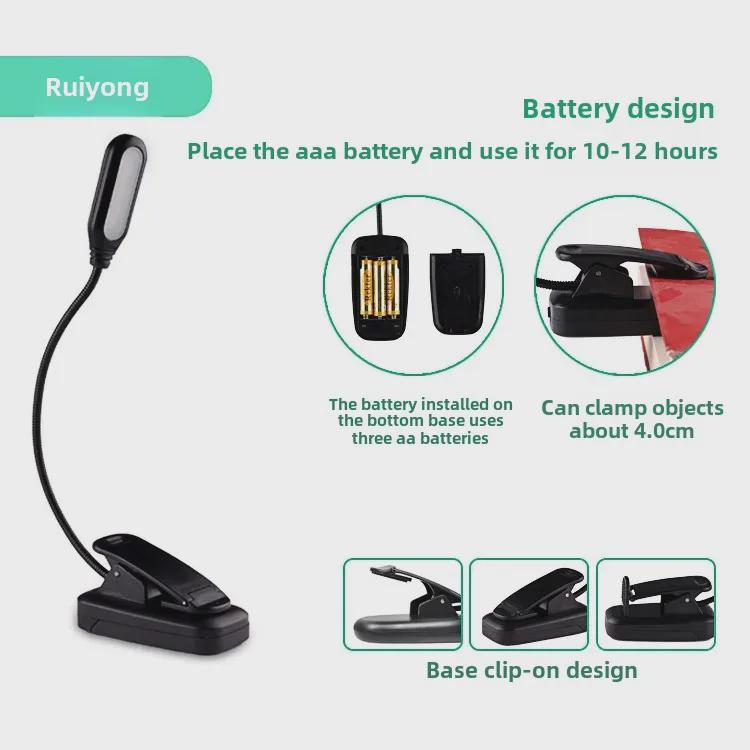 LED Desk Lamp with USB Charging, Eye Protection for Students, Bedside Dormitory Clip-On Reading Light with Adjustable Hose